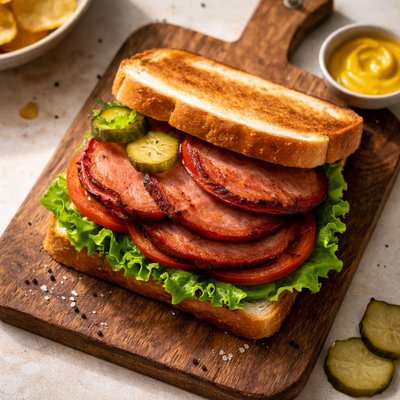 Fried bologna sandwich