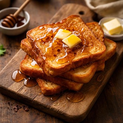 Fried bread with golden suryp