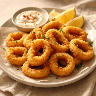 Fried breaded calamares