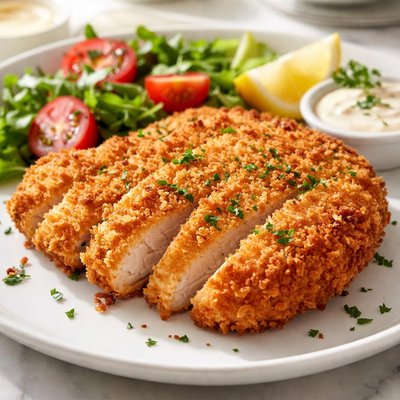 Fried breaded chicken cutlet
