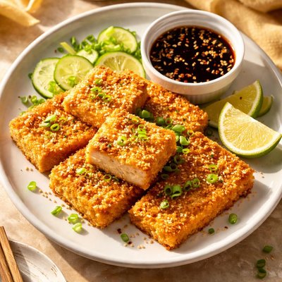 Fried breaded tofu