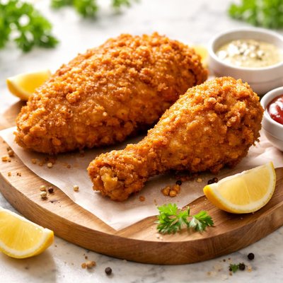 Fried breast and leg chicken