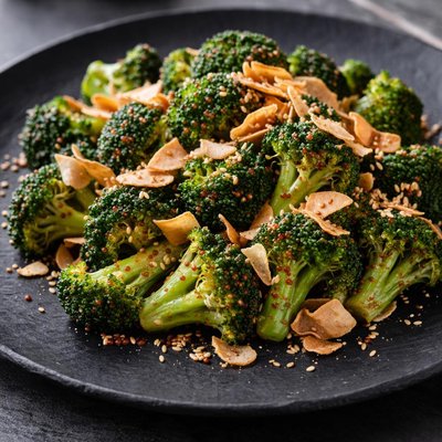 Fried broccoli with coconut