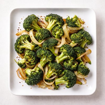 Fried broccoli with onion