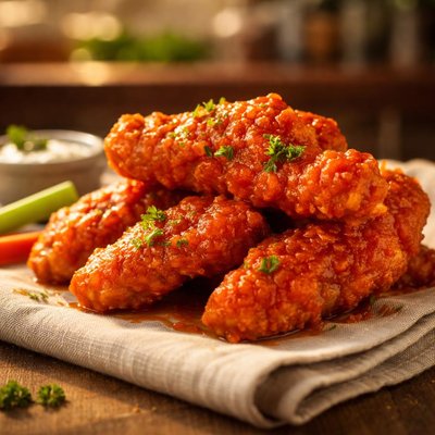 Fried buffalo chicken strip