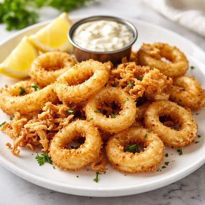 Fried calamari rings