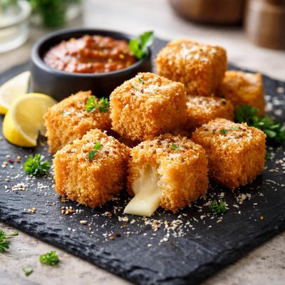 Fried cheese cube