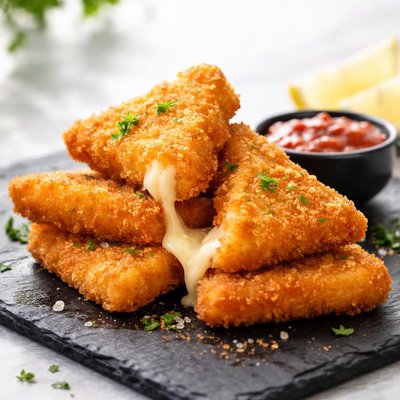 Fried cheese triangles