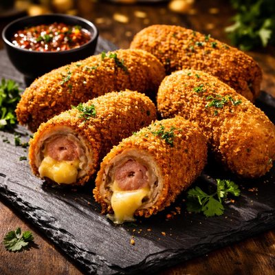 Fried cheesy sausage