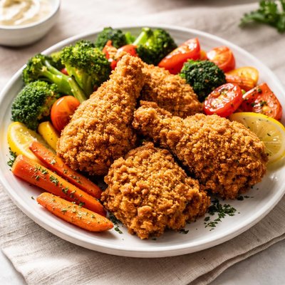 Fried chicken and veggies