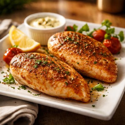 Fried chicken breast without skin