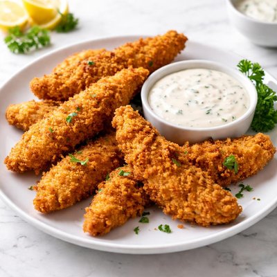 Fried chicken tenders with sauce