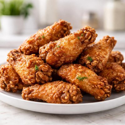 Fried chicken wing with skin