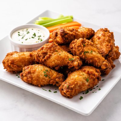 Fried chicken wings with sauce