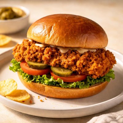 Fried crispy chicken sandwich