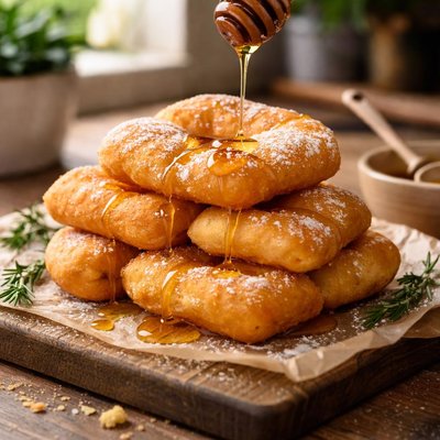 Fried dough with honey