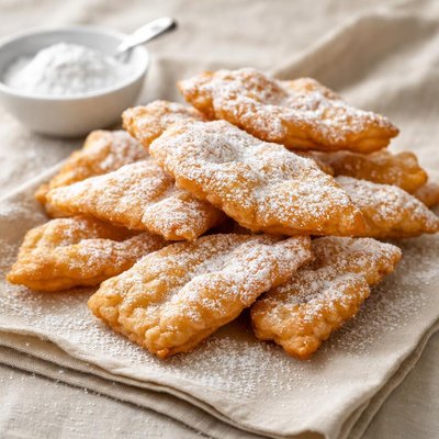 Fried dough with powdered sugar