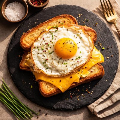 Fried egg and cheese sandwich