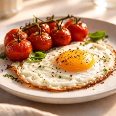 Fried egg and tomatoes