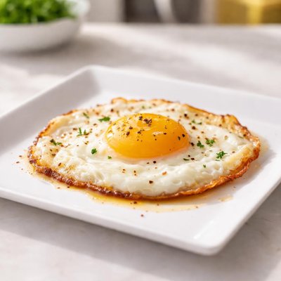 Fried egg cooked in butter