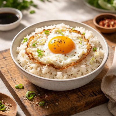 Fried egg on rice