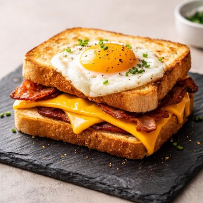 Fried egg sandwich with cheese