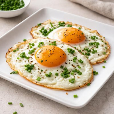 Fried egg with garlic chives