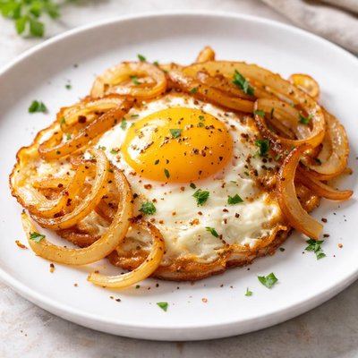 Fried egg with onion