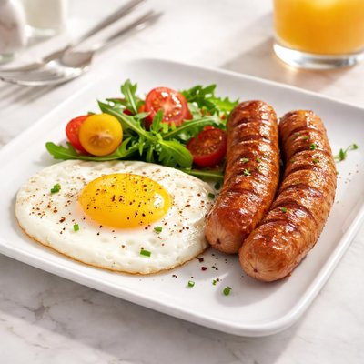 Fried egg with sausage