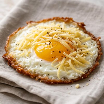 Fried egg with shredded cheese
