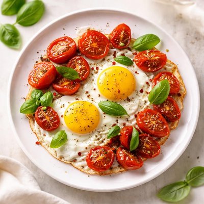 Fried egg with tomatoes