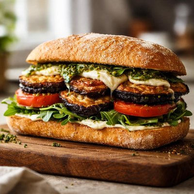 Fried eggplant sandwich