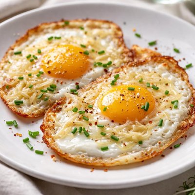 Fried eggs with cheese