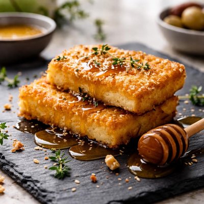 Fried feta with honey