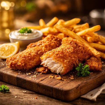 Fried fish and fries