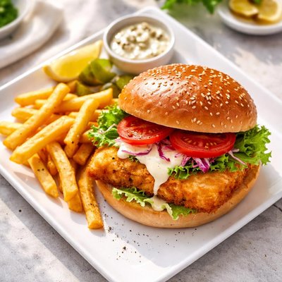 Fried fish burger