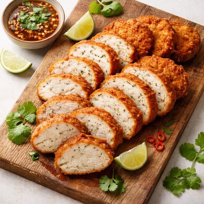 Fried fish cake slices