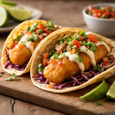 Fried fish cod taco