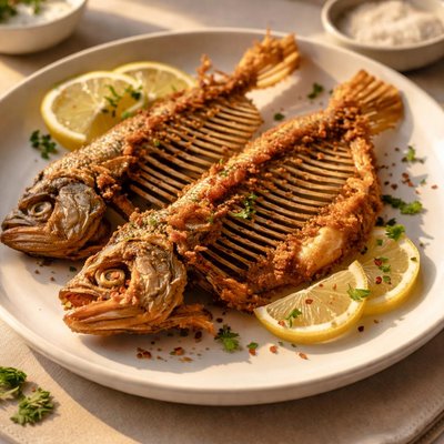 Fried fish skeleton