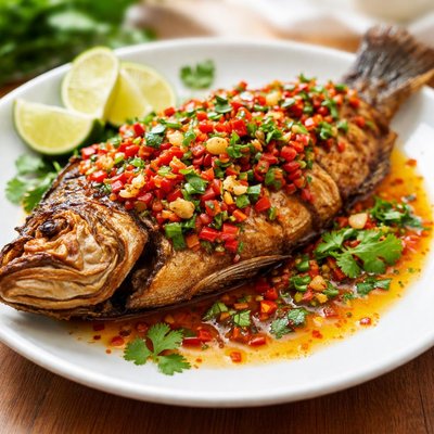 Fried fish with chili sauce