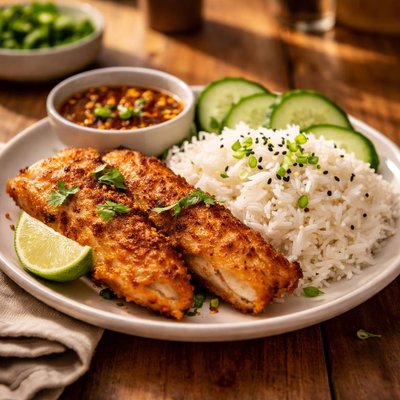 Fried fish with jasmine rice