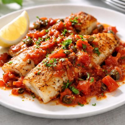 Fried fish with tomato sauce