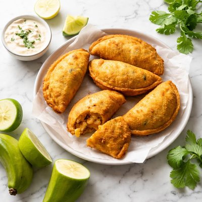 Fried green banana empanada
