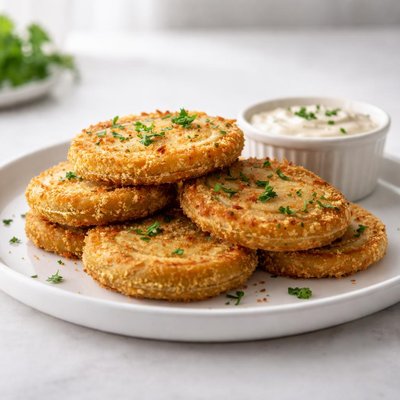 Fried green tomatoes with sauce