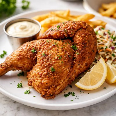 Fried half chicken
