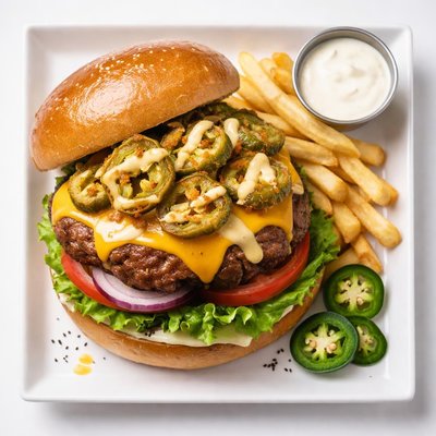 Fried jalapeno cheeseburger
