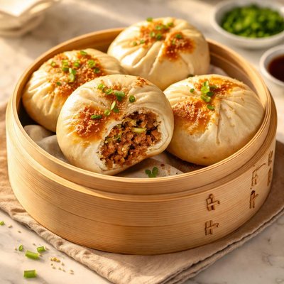 Fried meat bao