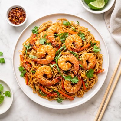 Fried noodles with shrimp