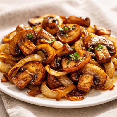 Fried onions and mushrooms