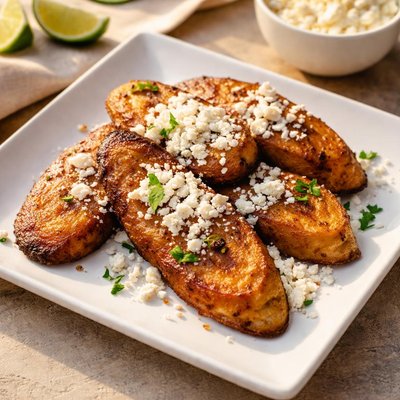 Fried plantains with cheese
